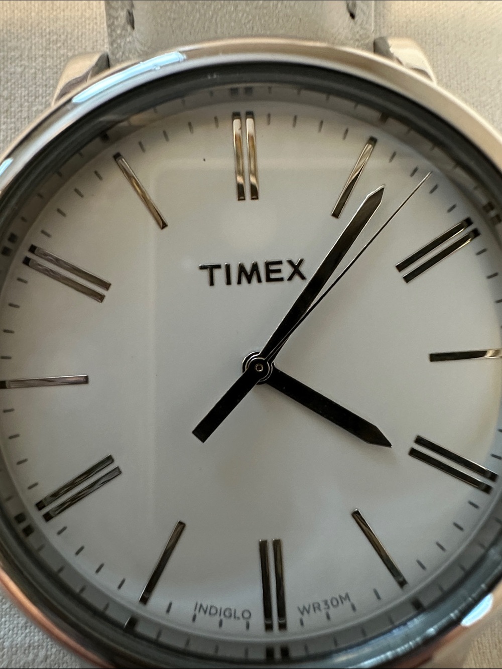 Timex Silver Case White Dial Watch with White Strap - Picture 6 of 6